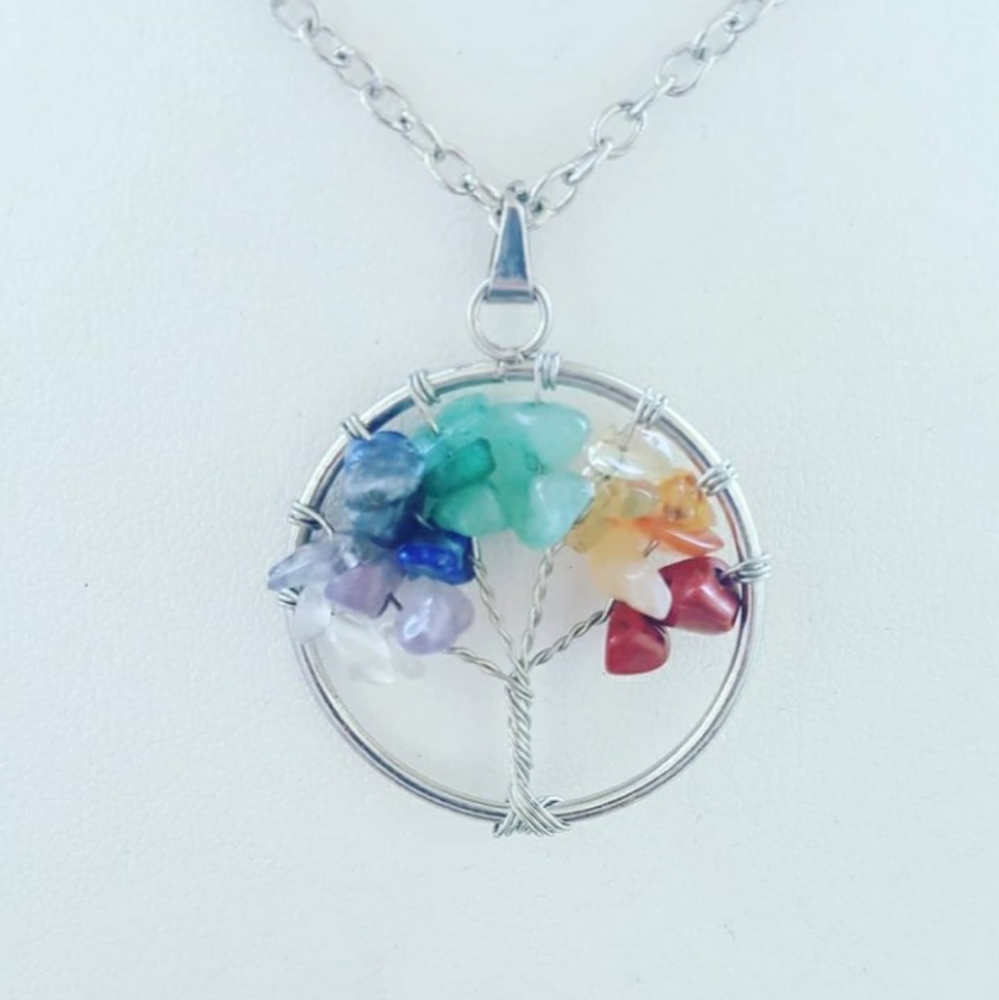 Tree of life seven chakra necklace